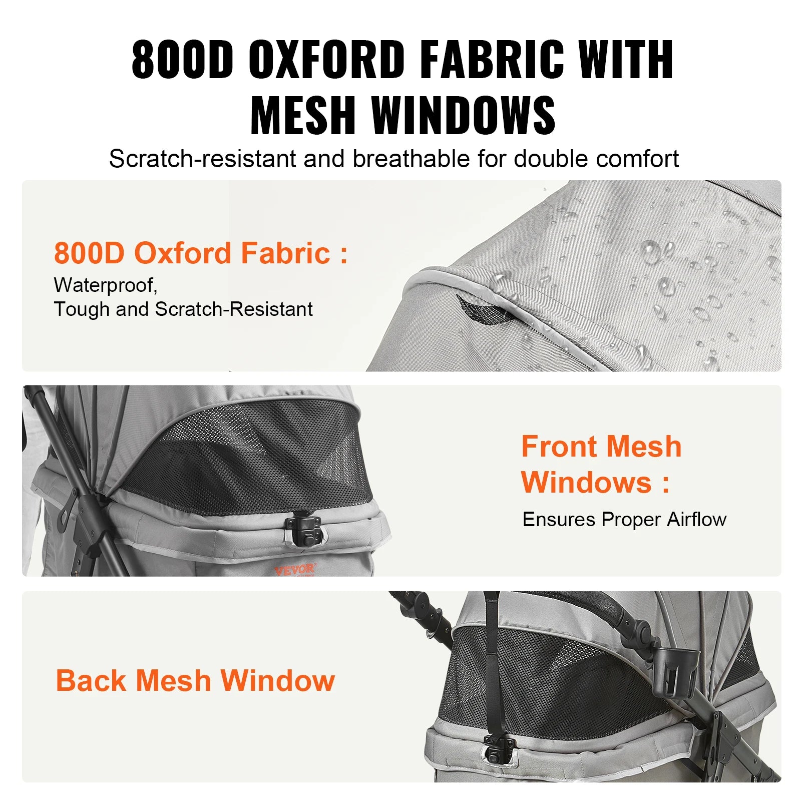 VEVOR Pet Stroller Carrier Dog Cat Strollers Lightweight Travel Rotate with Brakes Pet Pad Cup Holder for Puppy Dog Accessories - Pape'sShop