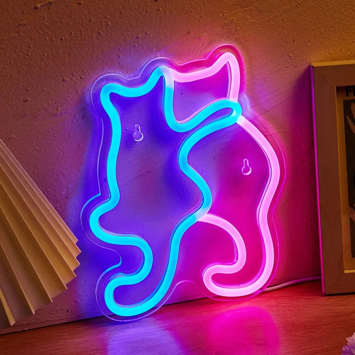 Anime Cat & Dog Neon Sign for Wall Art Arcade Decor, LED Night Lights Home Decor for Game Room Sign,Bedroom, Living Room, Bars - Pape'sShop