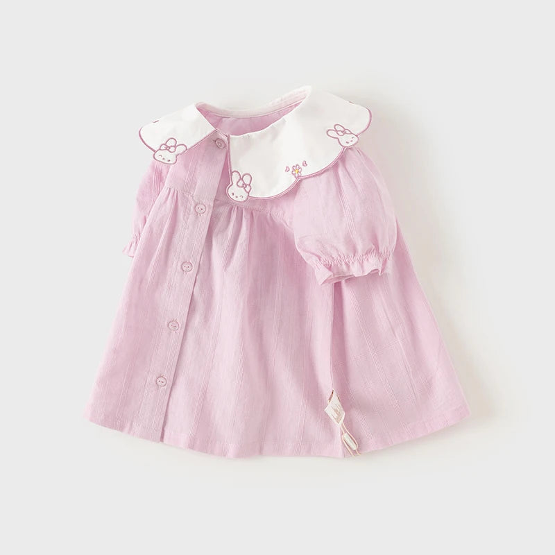 Dave Bella Children's Puff Shirt Sleeve Shirt Cute Cotton Summer Blouse for Girls Button-Down Top Party Clothes DB2243504 - Pape'sShop