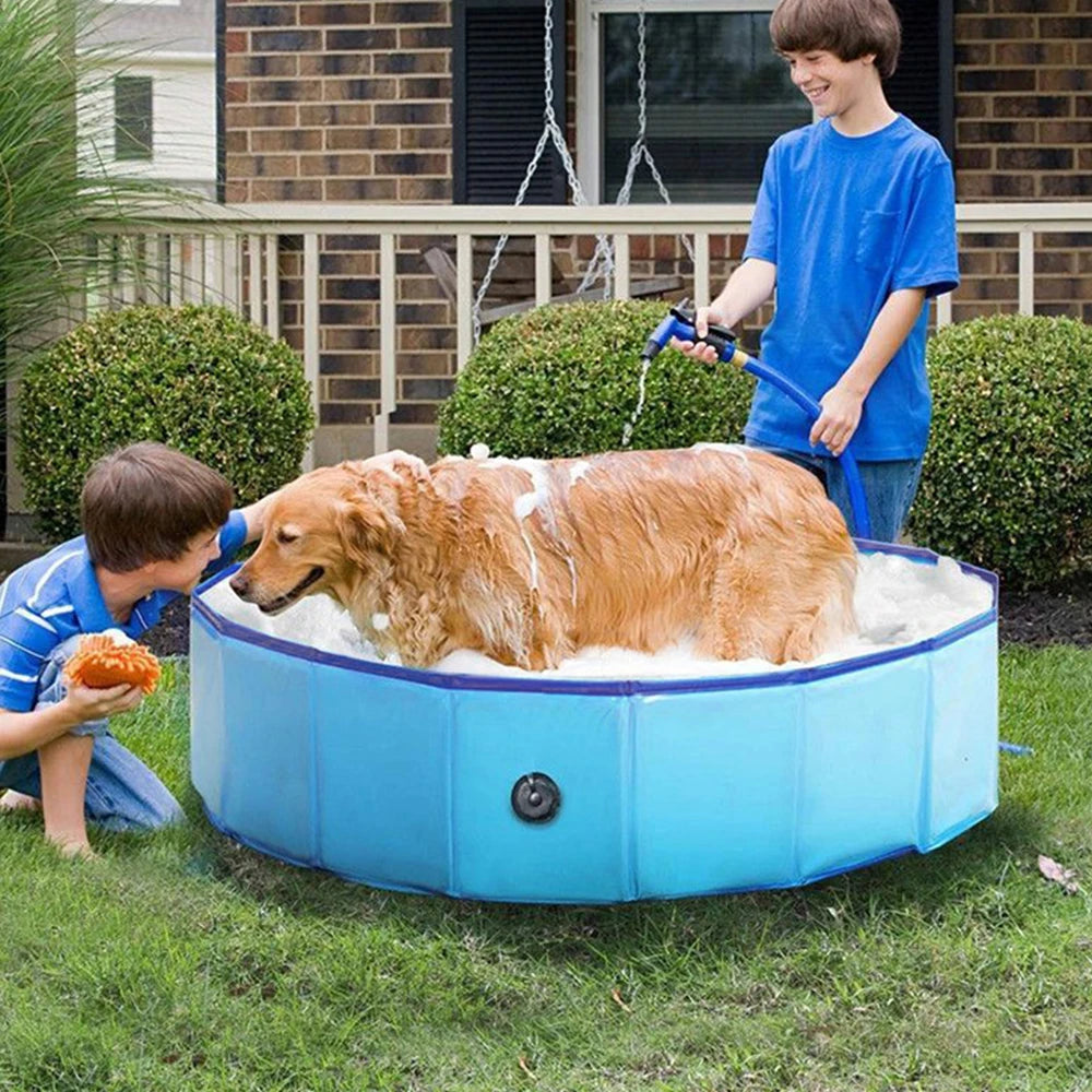 63x12" Dog Swimming Pool Portable Plastic Pool Grooming Tub Bathing Scratch Resistance Pet Pools Bathtub for Large Dogs Kiddie - Pape'sShop