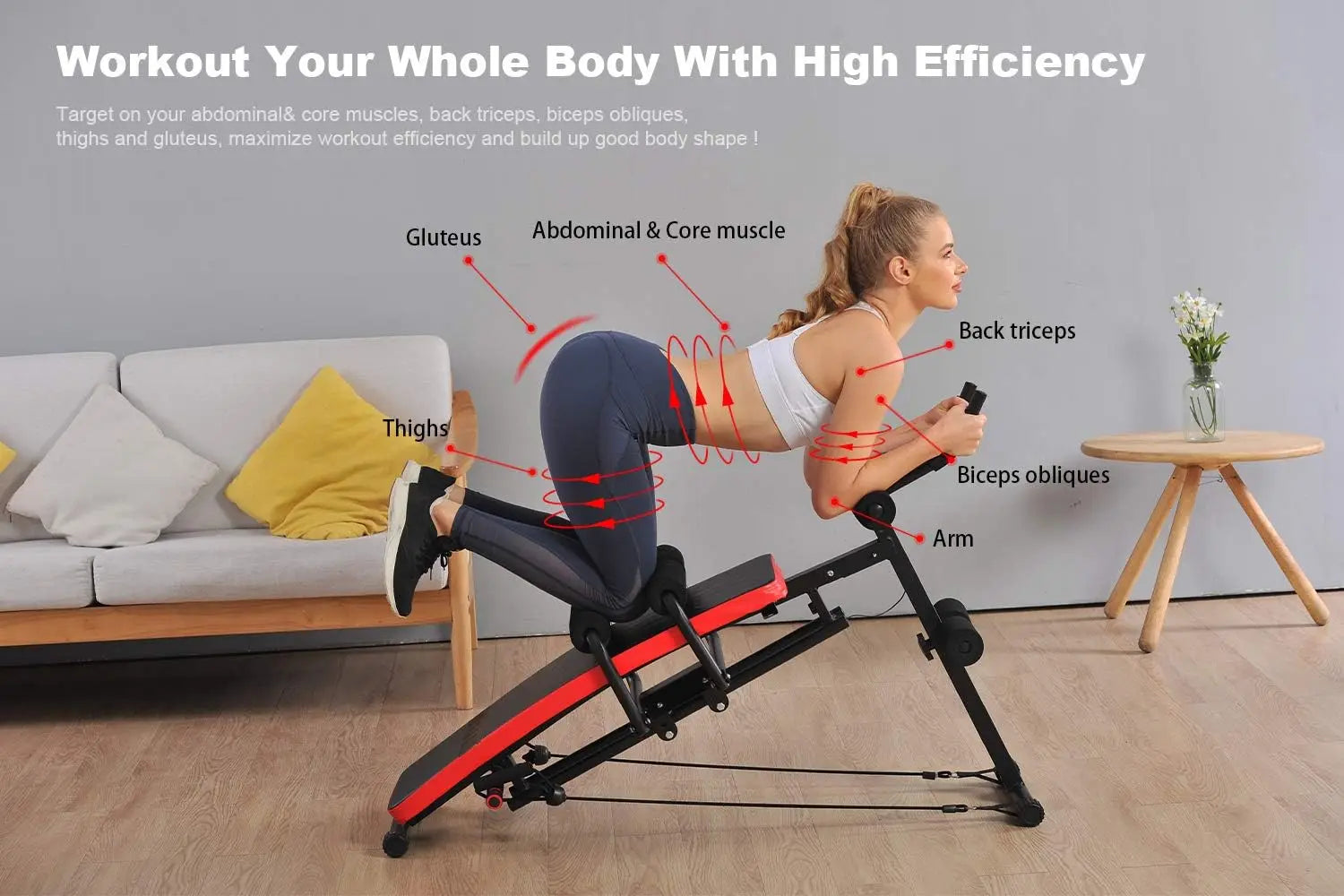 Ab Workout Machine Adjustable Sit Up Bench Core Abs Equipment - Pape'sShop