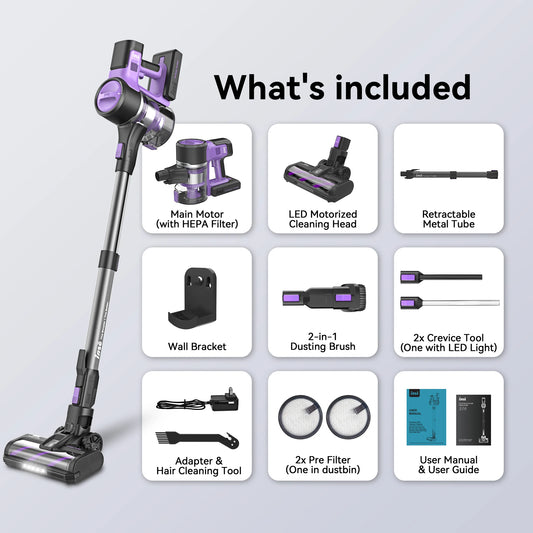 INSE S10 Cordless Vacuum Cleaner, 6-in-1 Stick Vacuum with 30Kpa 350W Suction, Max 50 Min Runtime Rechargeable Vacuum for Home - Pape'sShop