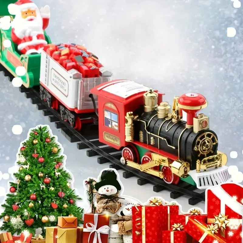 Christmas Train Electric Toys Christmas Tree Decoration Train Track Frame Railway Car with Sound&Light Rail Car Christmas Gifts - Pape'sShop