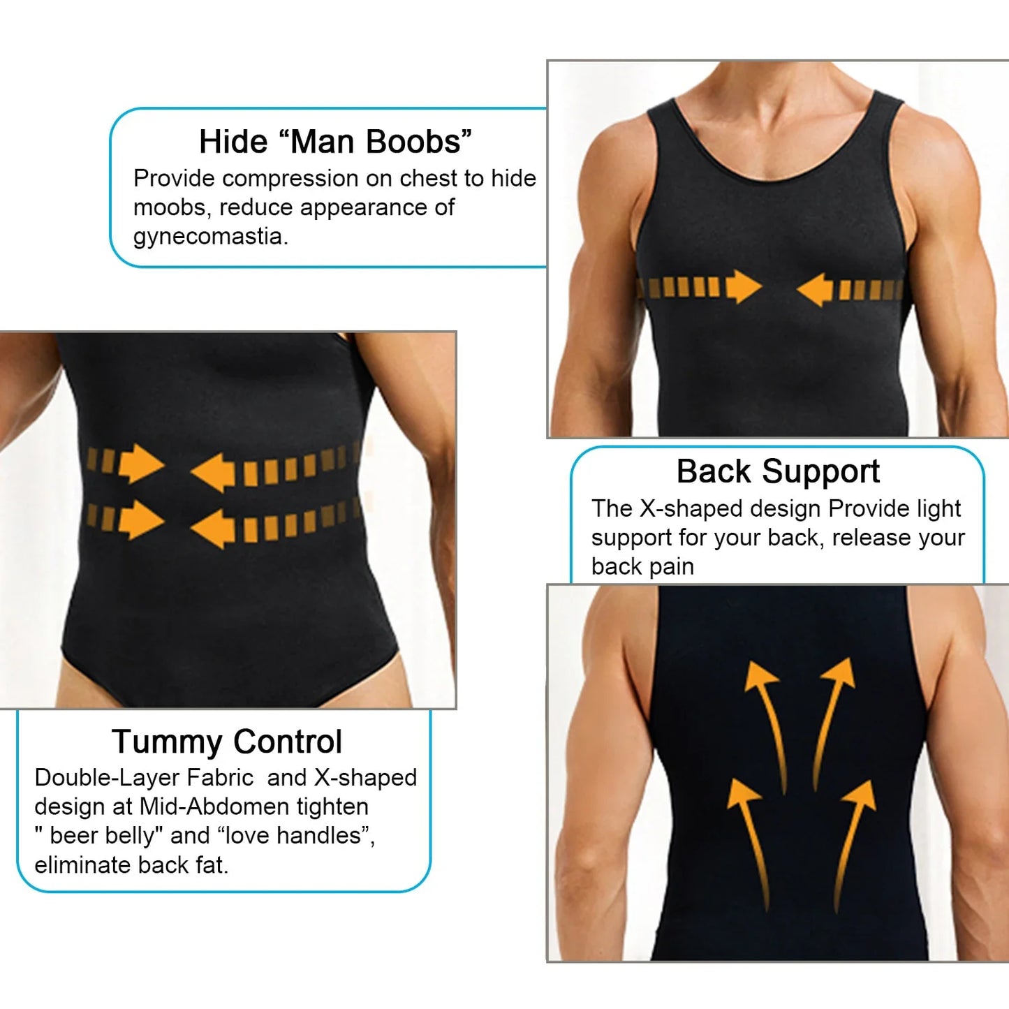 Men's Sleeveless Full Body Shaper Tummy Control Triangle Pants Shapewear Seamless Hip Lifting Bodysuit Compression Underwear New