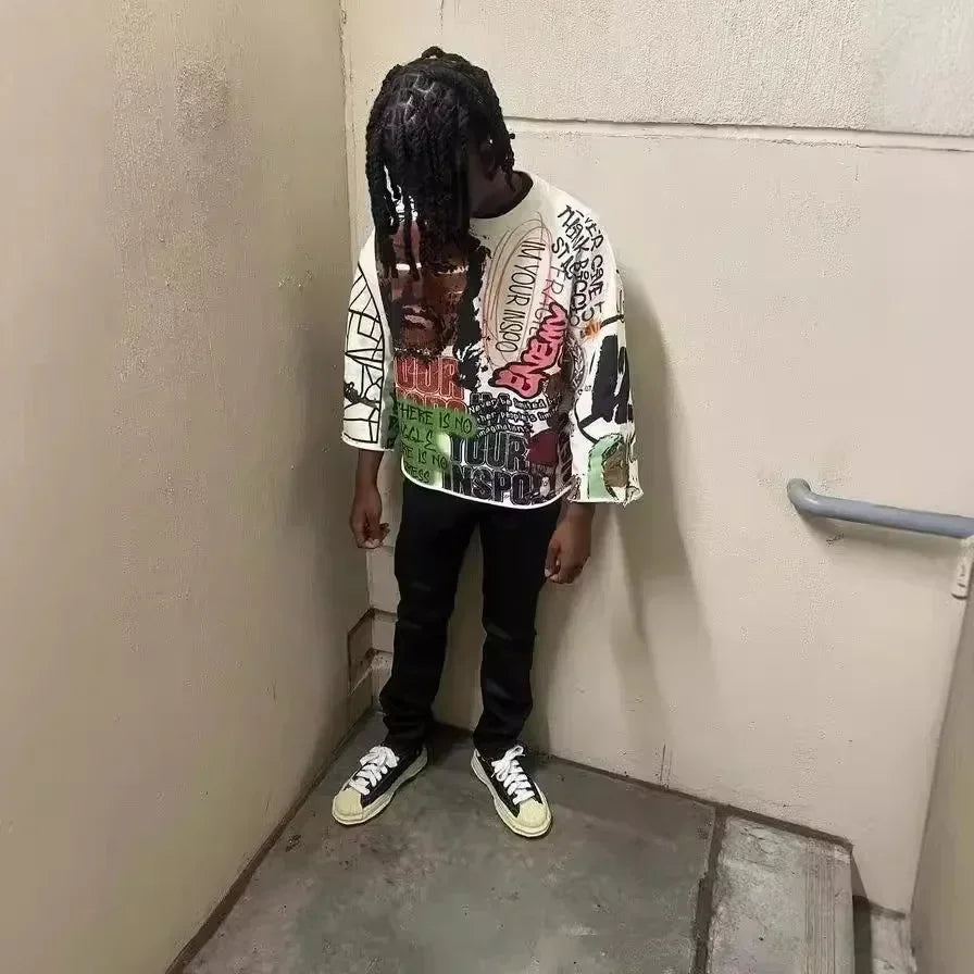 Y2K Half Sleeve T Shirt Men Women Hip Hop Punk Graffiti Graphic Print T-Shirt Oversized Loose Harajuku Gothic Streetwear Tee Top