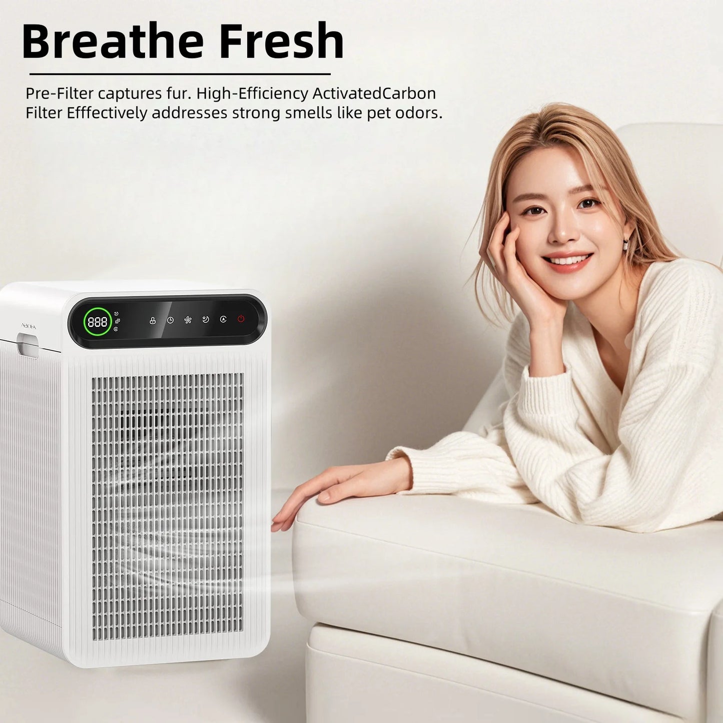 Air Purifier for Home Large Room,Up to 1800 Ft² with True HEPA Filter,Air Cleaner with Quiet Sleep Mode,High Performance