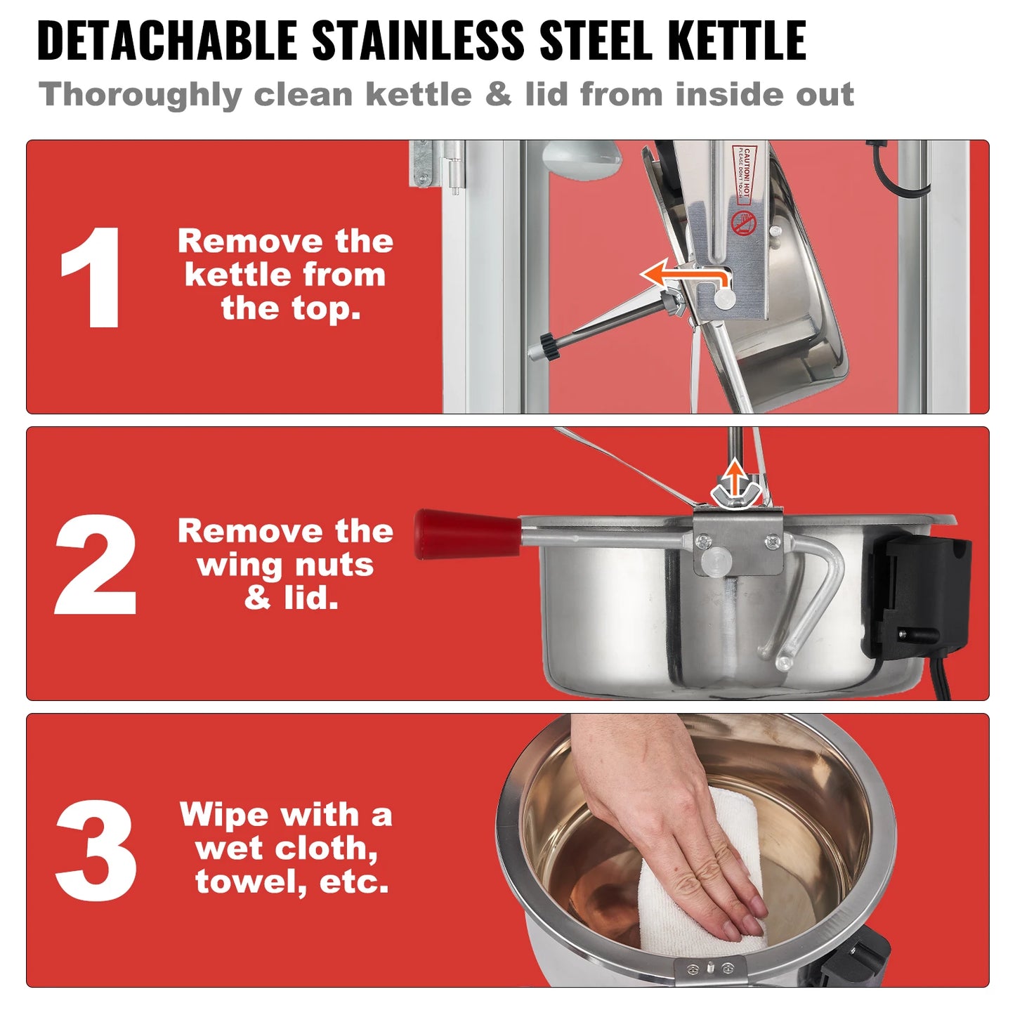 VEVOR Commercial Popcorn Machine, 8/12 Oz Kettle, Countertop Popcorn Maker ,Theater Style Popper with 3-Switch Control , Red