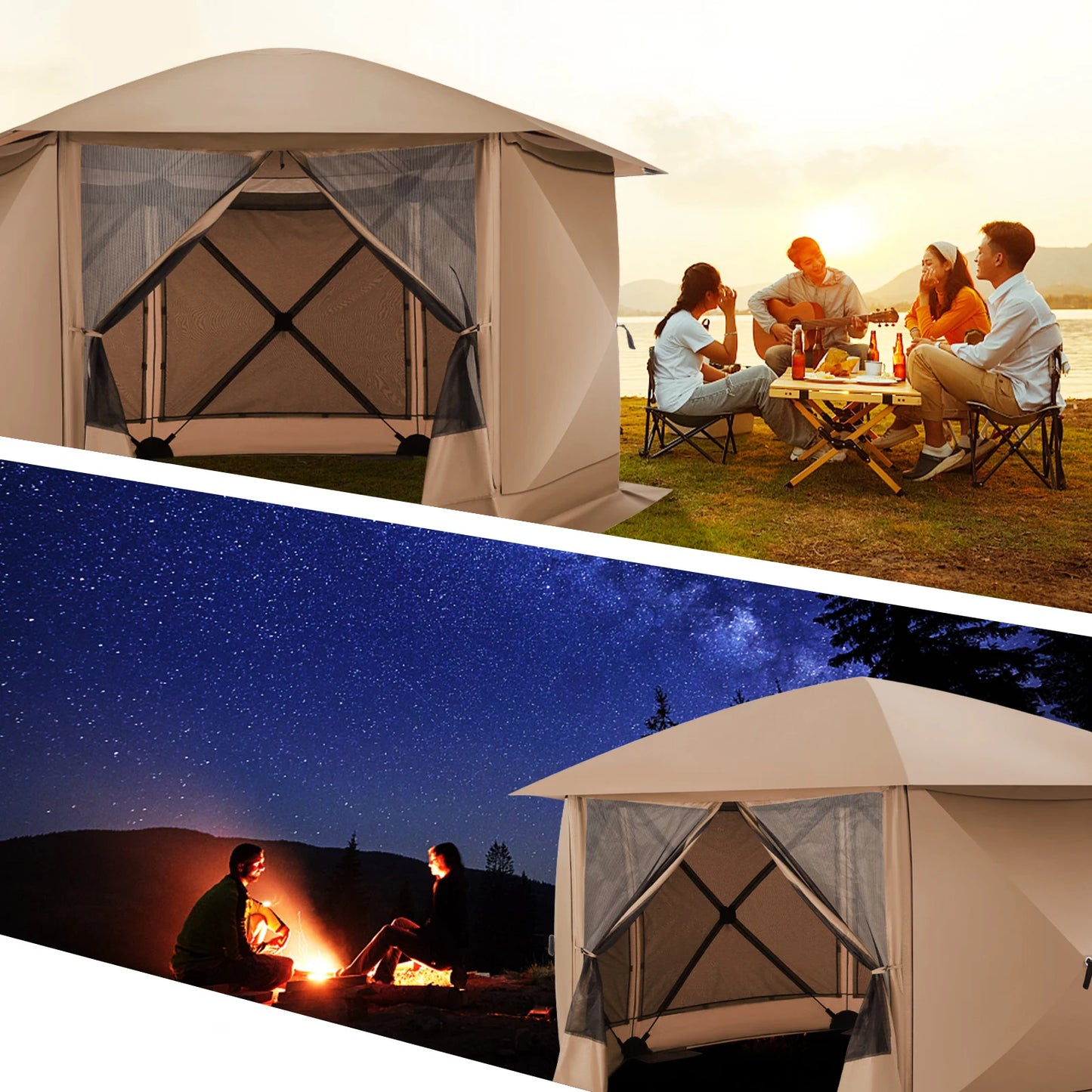 Pop up Gazebo Screen Tent Screen House for Camping, 12x12ft - Pape'sShop