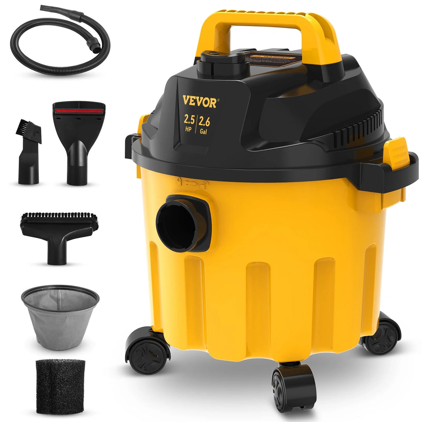 VEVOR Wet Dry Vac 2.6 Gallon 2.5 Peak HP 3 in 1 Portable Shop Vacuum with Blowing Function  Attachment Storage Perfect for Floor - Pape'sShop