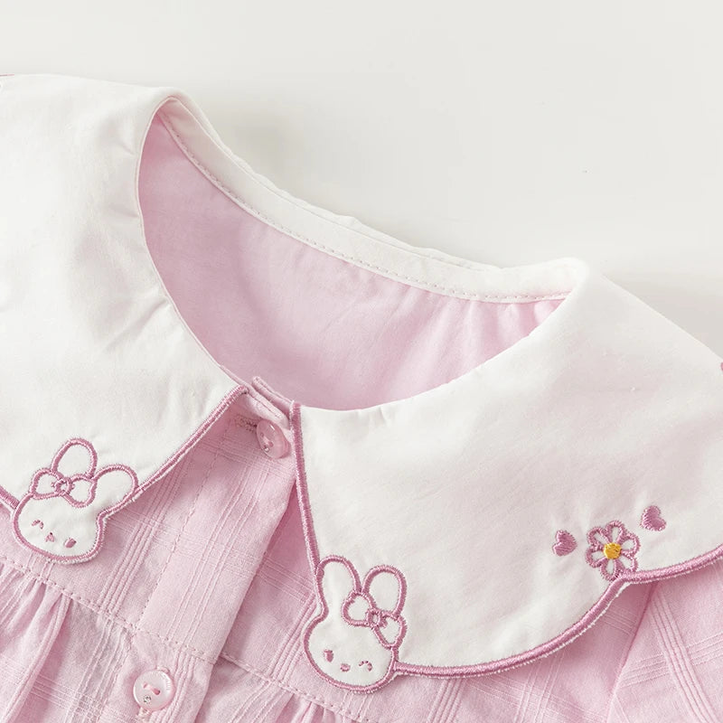 Dave Bella Children's Puff Shirt Sleeve Shirt Cute Cotton Summer Blouse for Girls Button-Down Top Party Clothes DB2243504 - Pape'sShop