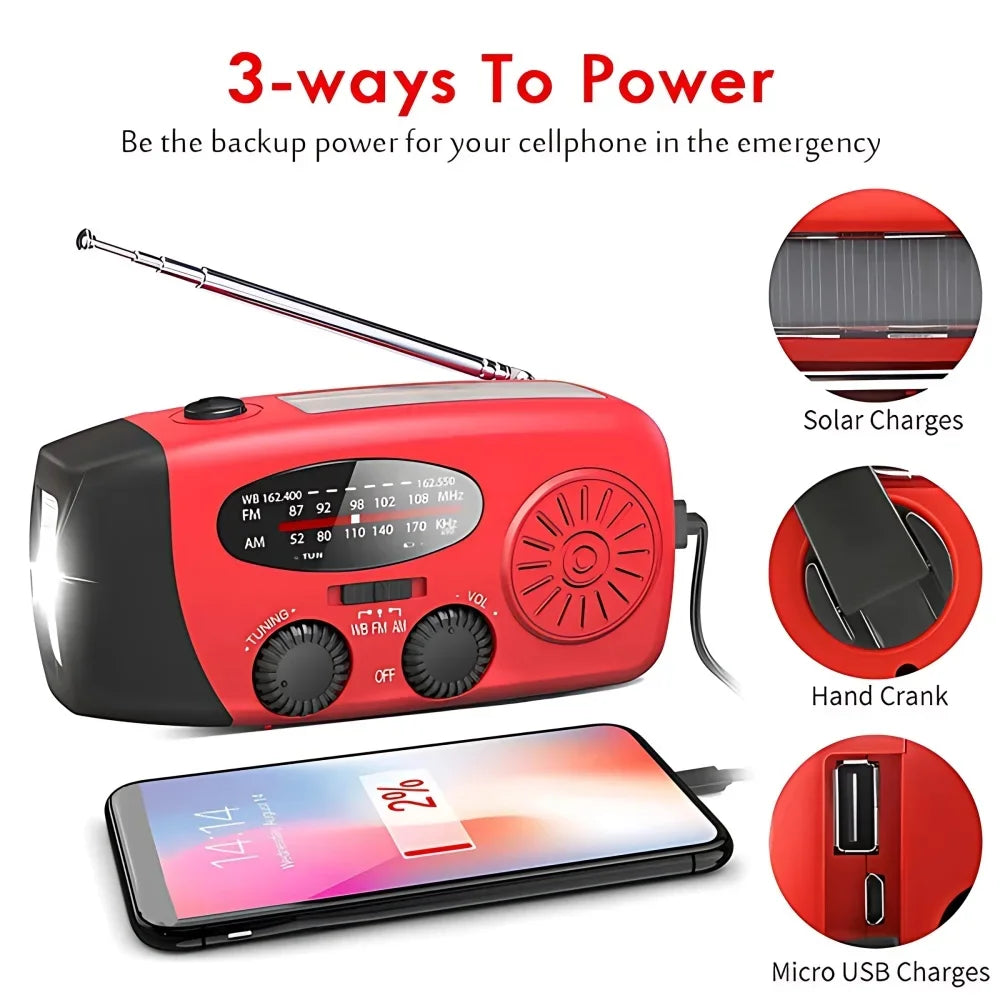 Radio Solar Power Hand Crank Radio FM AM - Pape'sShop
