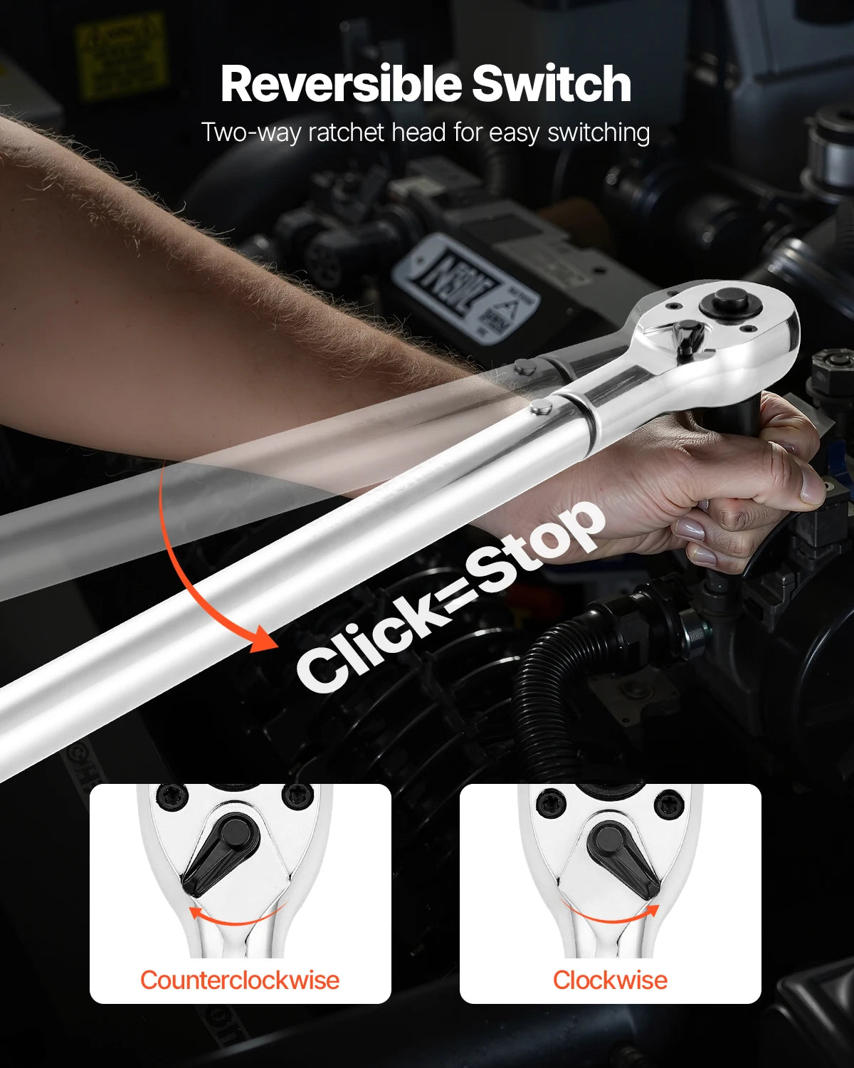 VEVOR Click Torque Wrench 3/4 Inch Drive 100-600 lbf-ft Dual-direction Torque Wrench Set Alloy Steel for Automobile Repair