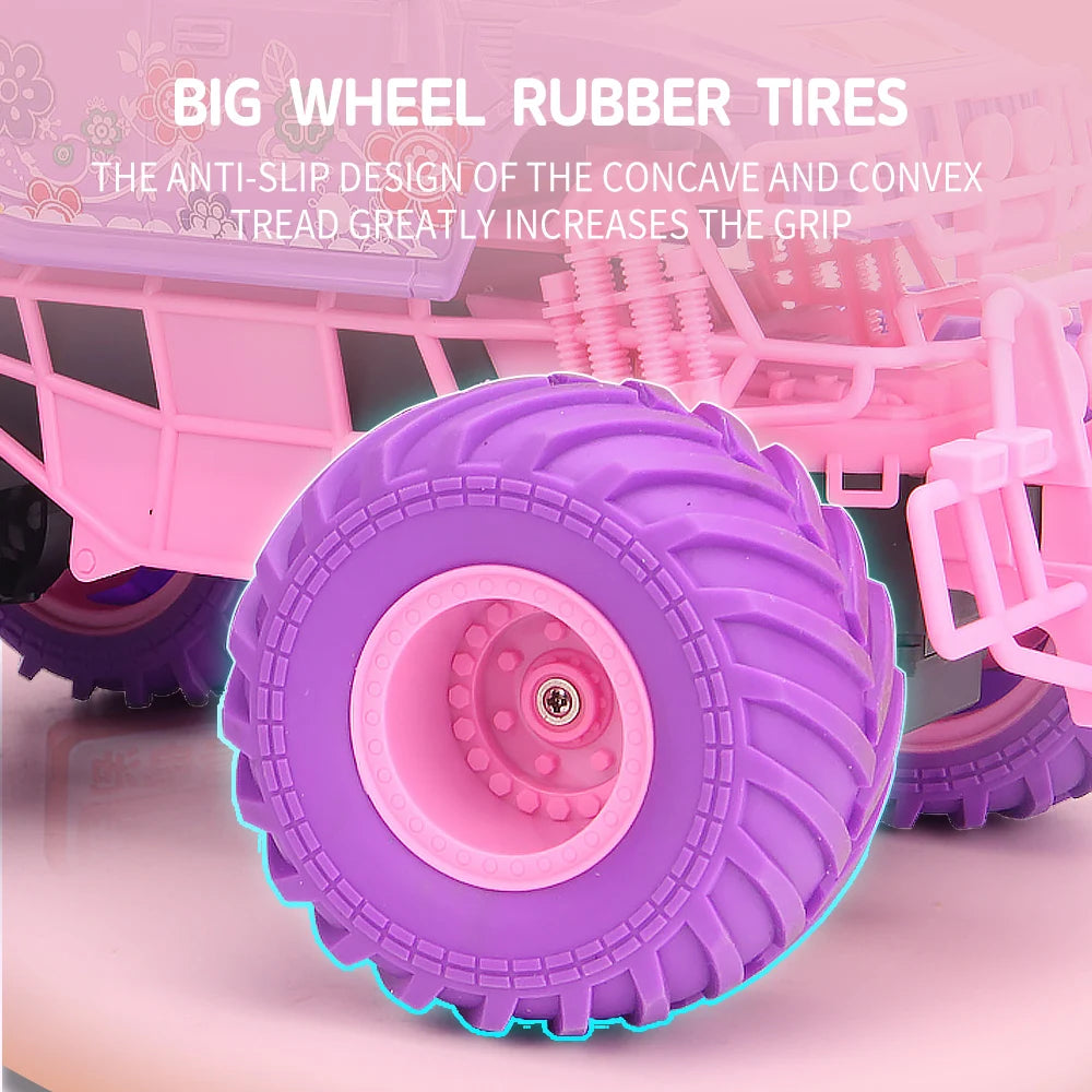 RC Car Electric Drive Off-Road Big Wheel 2.4G Cross-Country High Speed Purple Remote Control Trucks Princess Girls Toys for Kids - Pape'sShop
