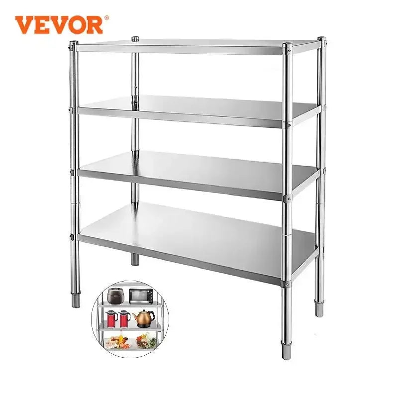 VEVOR Storage Shelf 4/5-Tier Storage Shelving w/Adjustable Height Unit Stainless Steel Garage Shelf for Kitchen Warehouse Garage