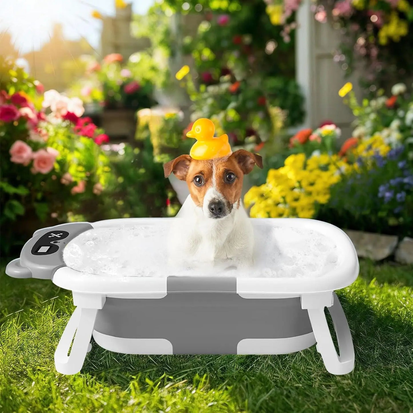 Baby Bathtub Real-Time Temperature Display Bathroom Basket Tub Non-Slip Foldable Folding Bathtub with Cushion Support for Shower - Pape'sShop