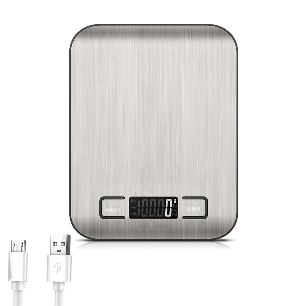 Digital Kitchen Scale LCD Display Electronic Weights Scales USB Charging Food Weighing Scale for Cooking Baking 1G Up To 10KG