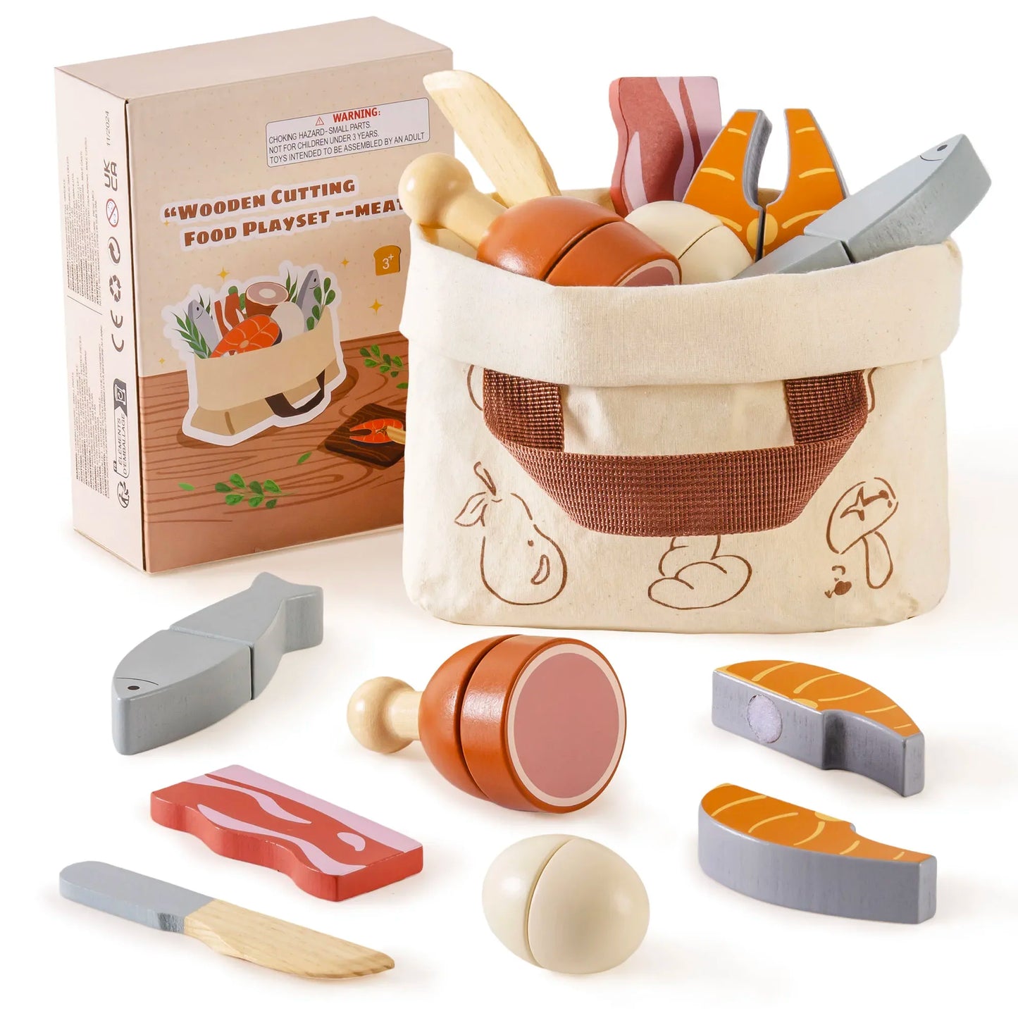 Robotime Robud Kitchen Pretend Toy Wooden Classic Game Educational Toy For Children Kids Gift Cutting Fruit Vegetable Food Set - Pape'sShop