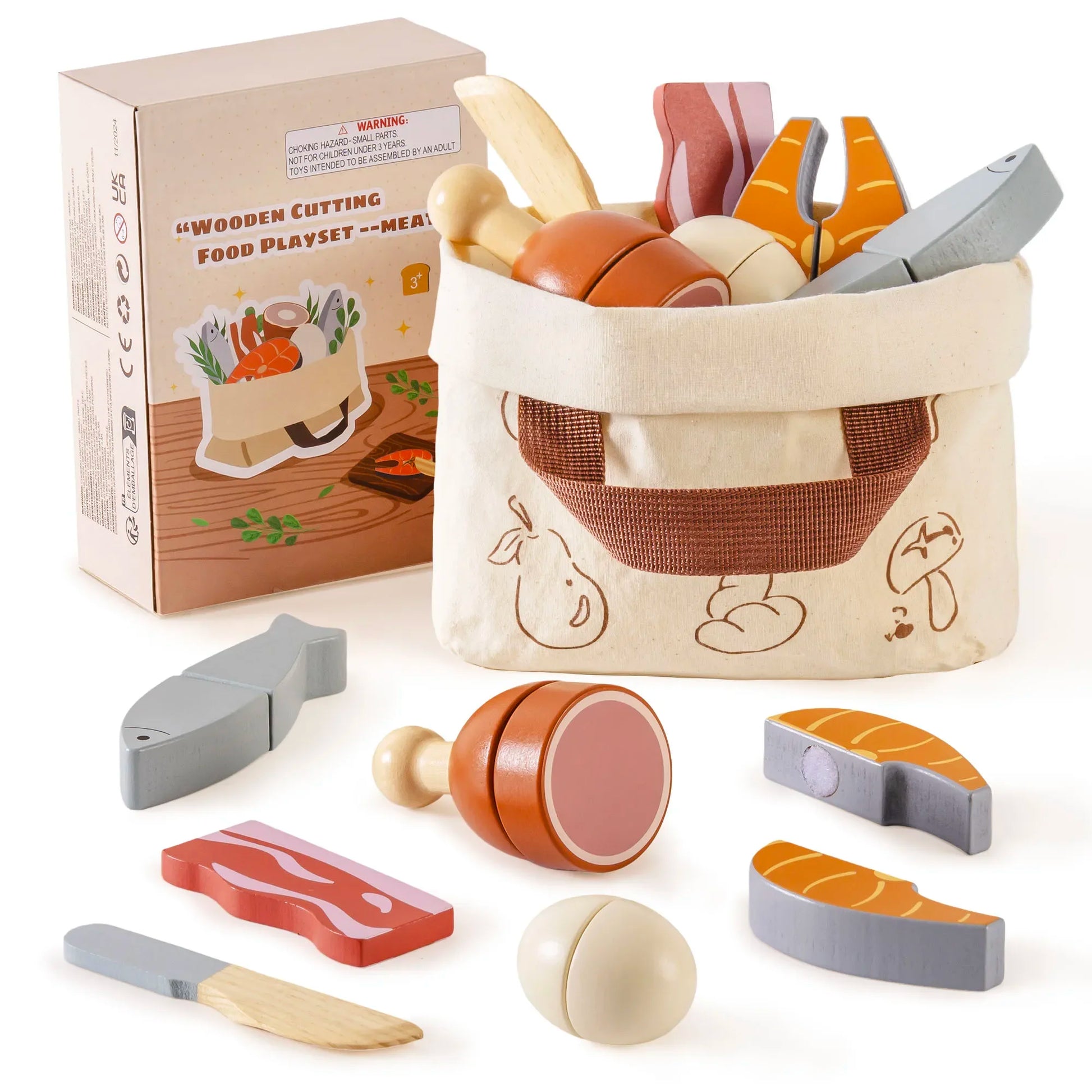 Robotime Robud Kitchen Pretend Toy Wooden Classic Game Educational Toy For Children Kids Gift Cutting Fruit Vegetable Food Set - Pape'sShop