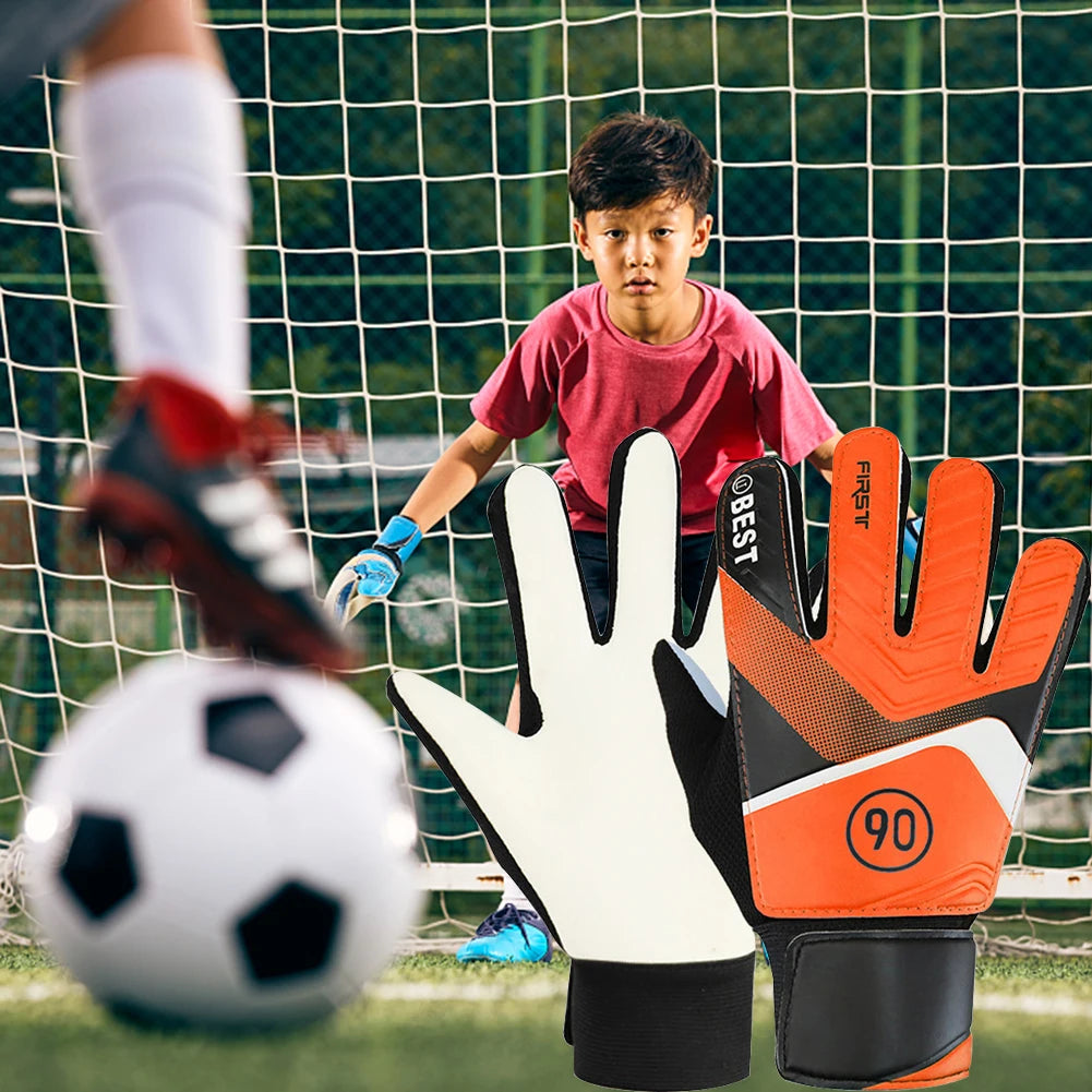1 Pair Children Anti-Slip Glove Goalkeeper Gloves Finger Protection Goal Thickened Latex Football Gloves Sporting Supplies - Pape'sShop