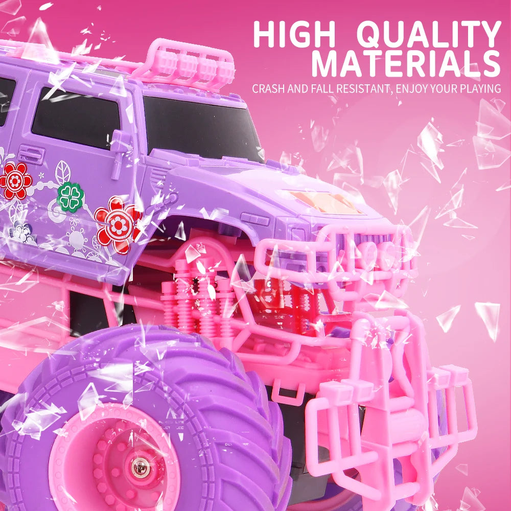 RC Car Electric Drive Off-Road Big Wheel 2.4G Cross-Country High Speed Purple Remote Control Trucks Princess Girls Toys for Kids - Pape'sShop