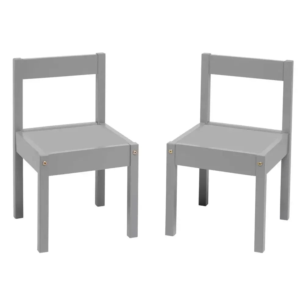 Child Table Chairs Set Grey Rubberwood Safety Round Edges Stable Easy Clean 1-5 Years Old Activity Space Immerse Promote