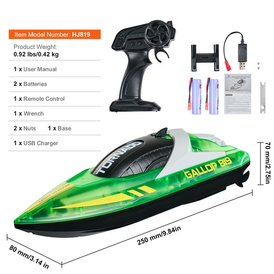VEVOR HJ819 RC Boat 2.4GHz 12 km/h High Speed Remote Control Racing Boat Waterproof Electric Radio Toys for Boys 14Y+ Gifts - Pape'sShop