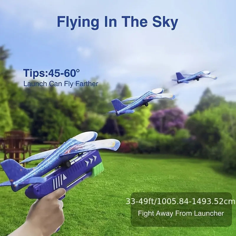 4 colors foam airplane gun toys, catapult glide launch, children's outdoor parent-child interactive toys, throwing flying toys