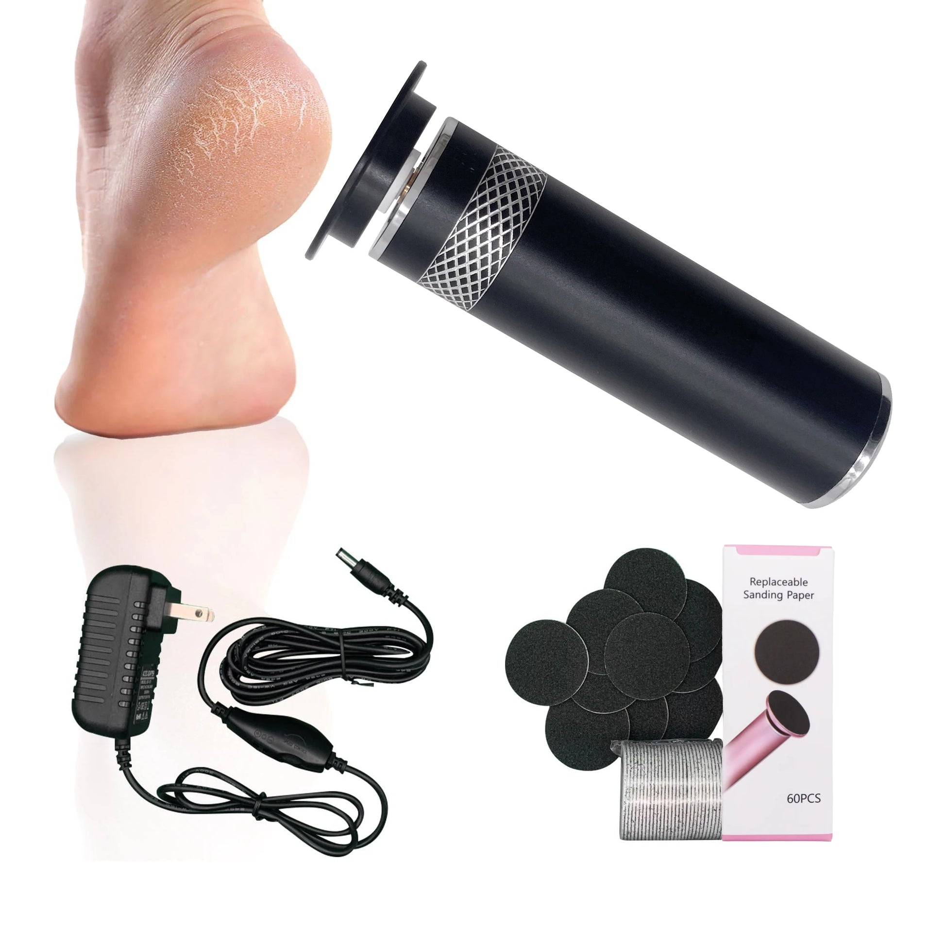 Electric Callus Remover with Speed Controller and 60pcs Replacement Sandpaper Disk for Men Women Dead Dry Crack Skin Calluses - Pape'sShop