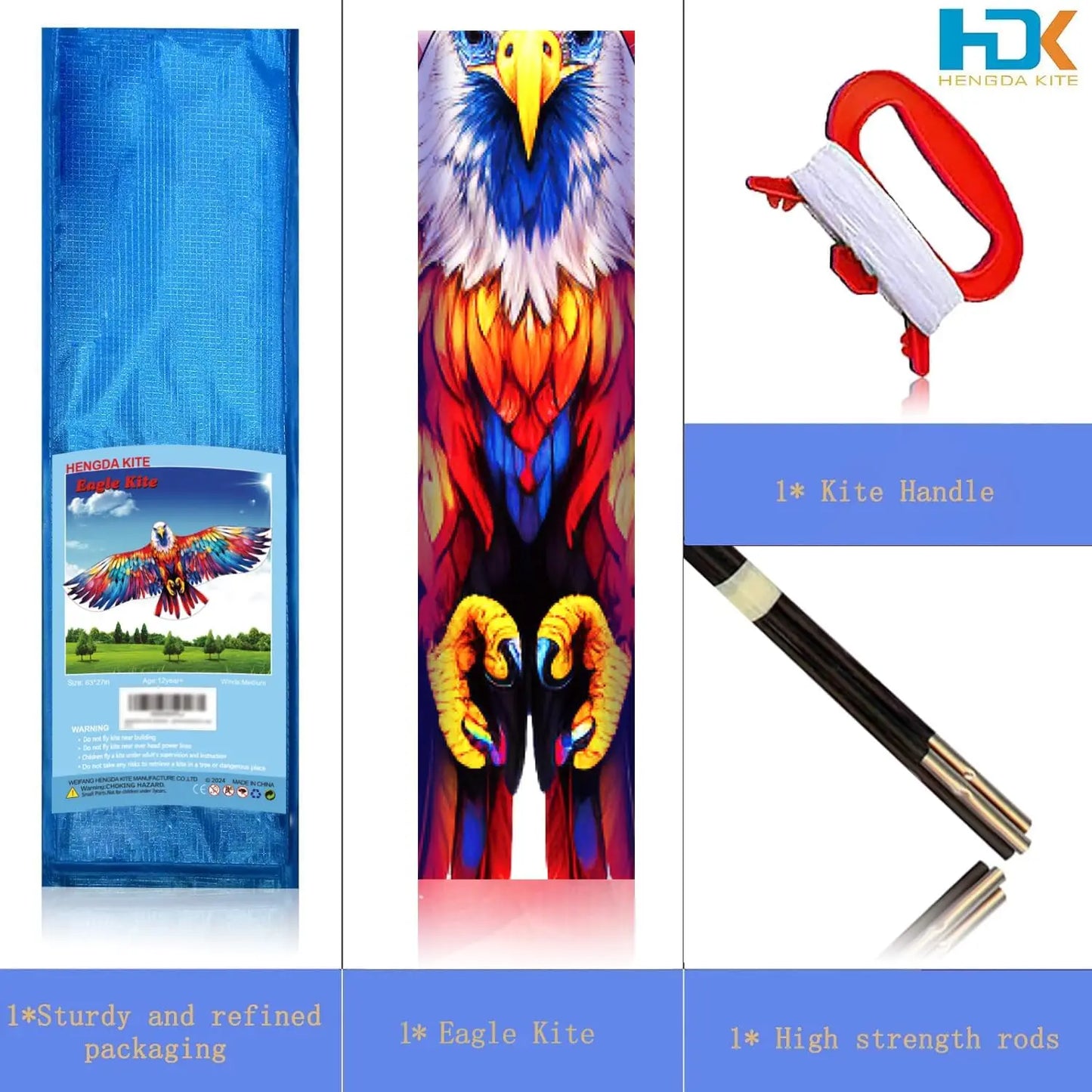 New Outdoor Fun Sports Huge 160cm Colorful Eagle Kite With Handle Line Novelty Toy Kites For Adult /Kids Large Good Flying - Pape'sShop