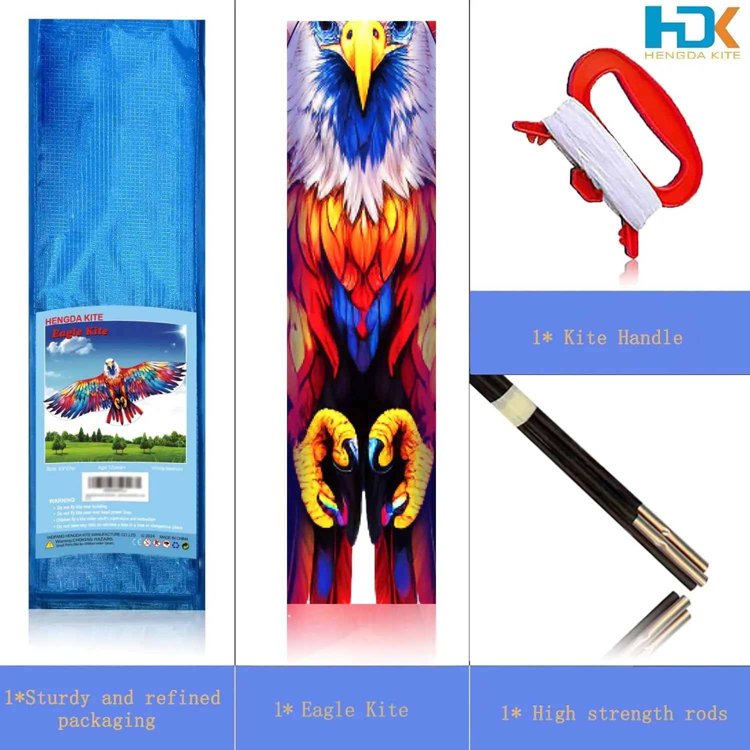 New Outdoor Fun Sports Huge 160cm Colorful Eagle Kite With Handle Line Novelty Toy Kites For Adult /Kids Large Good Flying - Pape'sShop